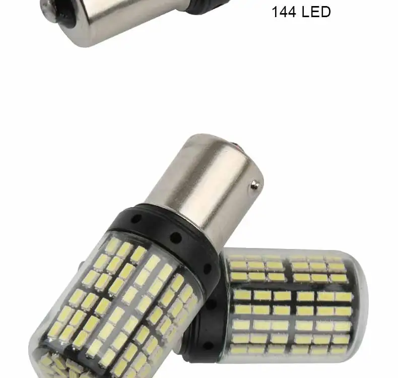 Комплект из 2 предметов, с can-bus S25 1156 BA15S p21w BAU15S py21w T20 светодиодный 7440 W21W W21/5 Вт светодиодный лампы 3014 144smd автомобилей указатели поворота фонарь стоп-сигнала
