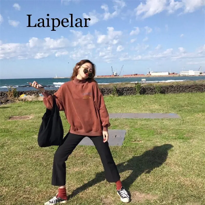 Женский свитшот Laipelar Повседневный пуловер с длинным рукавом Свитшот в Корейском