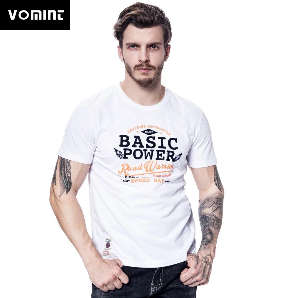 Vomint 2019 летние мужские футболки с наждачным вырезом из хлопка коротким рукавом