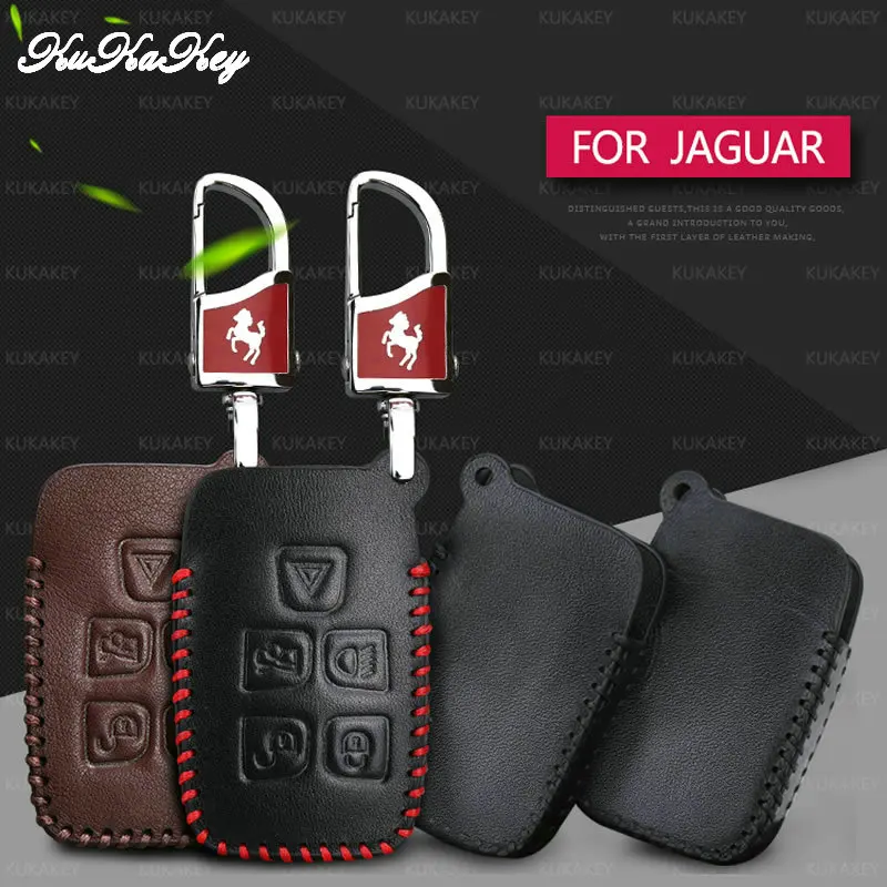 KUKAKEY чехол для ключа автомобиля для Jaguar, натуральная кожа, пульт дистанционного управления, умный ключ, сумка для Jaguar XF XK XKR X-type XE V12, гитарные ножницы, эмблема