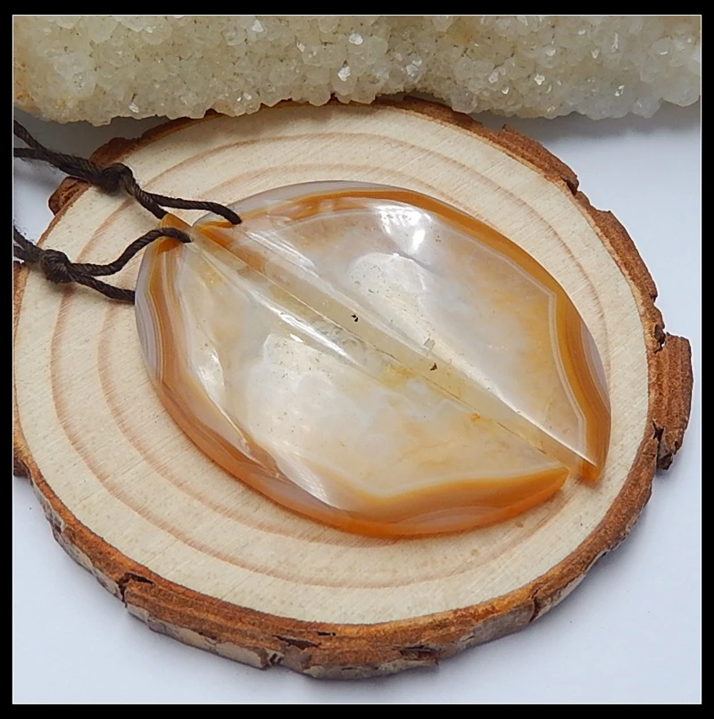 Серьги из натурального камня полукруглой формы с красным агатом 48x19x5 мм 13 4 г опт 1