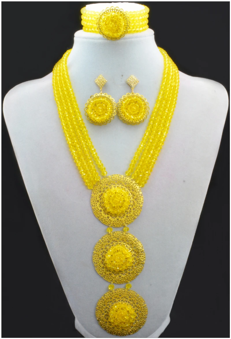 Модные нигерийские Африканские свадебные бусы ювелирный набор ожерелье с