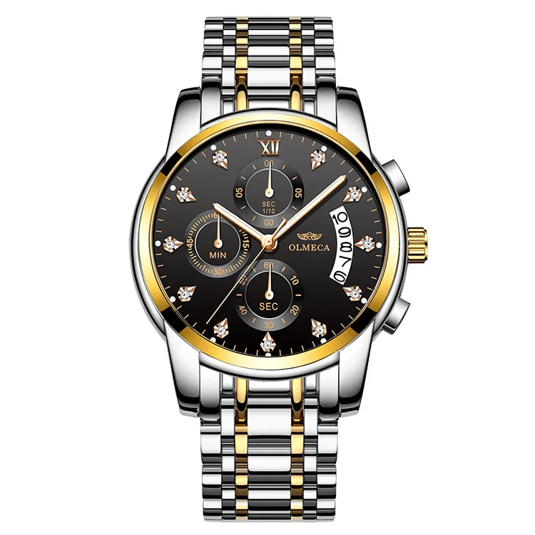 

Top brand Men Stainless steel Gold Diamond Quartz Watch Luxury Clock Waterproof WristWatch Analog Chronograph Relogio Masculino