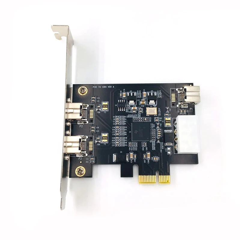 Плата контроллера PCIE Combo 2x 1394b+ 1x 1394a Firewire ports PCI-Express, набор микросхем TI 1394