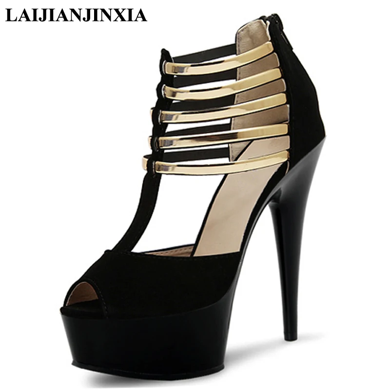 

LAIJIANJINXIA 2018 New Sexy Women's 15cm Thin High Heels Pole Dance Shoes Night Club Party Dancing Shoes Clear Platform Sandals