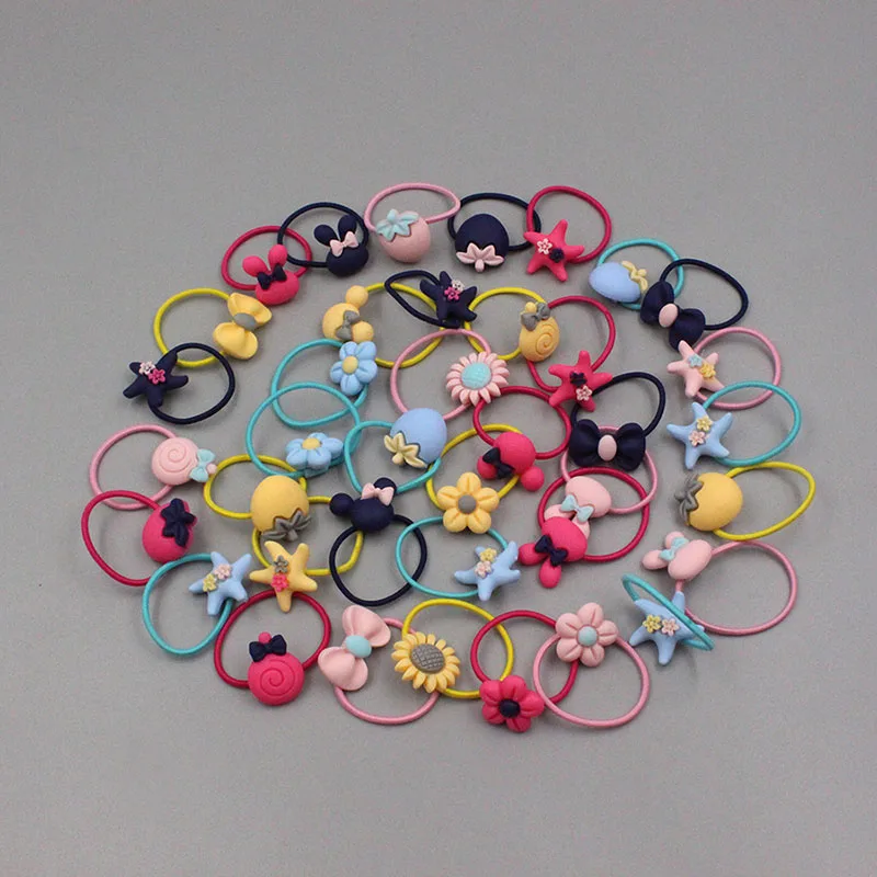 Children Hair Bows For Baby Girls New 40pcs Elastic Rubber Hair Bands Knot With Tin Box Headband Princess Tiara Kids