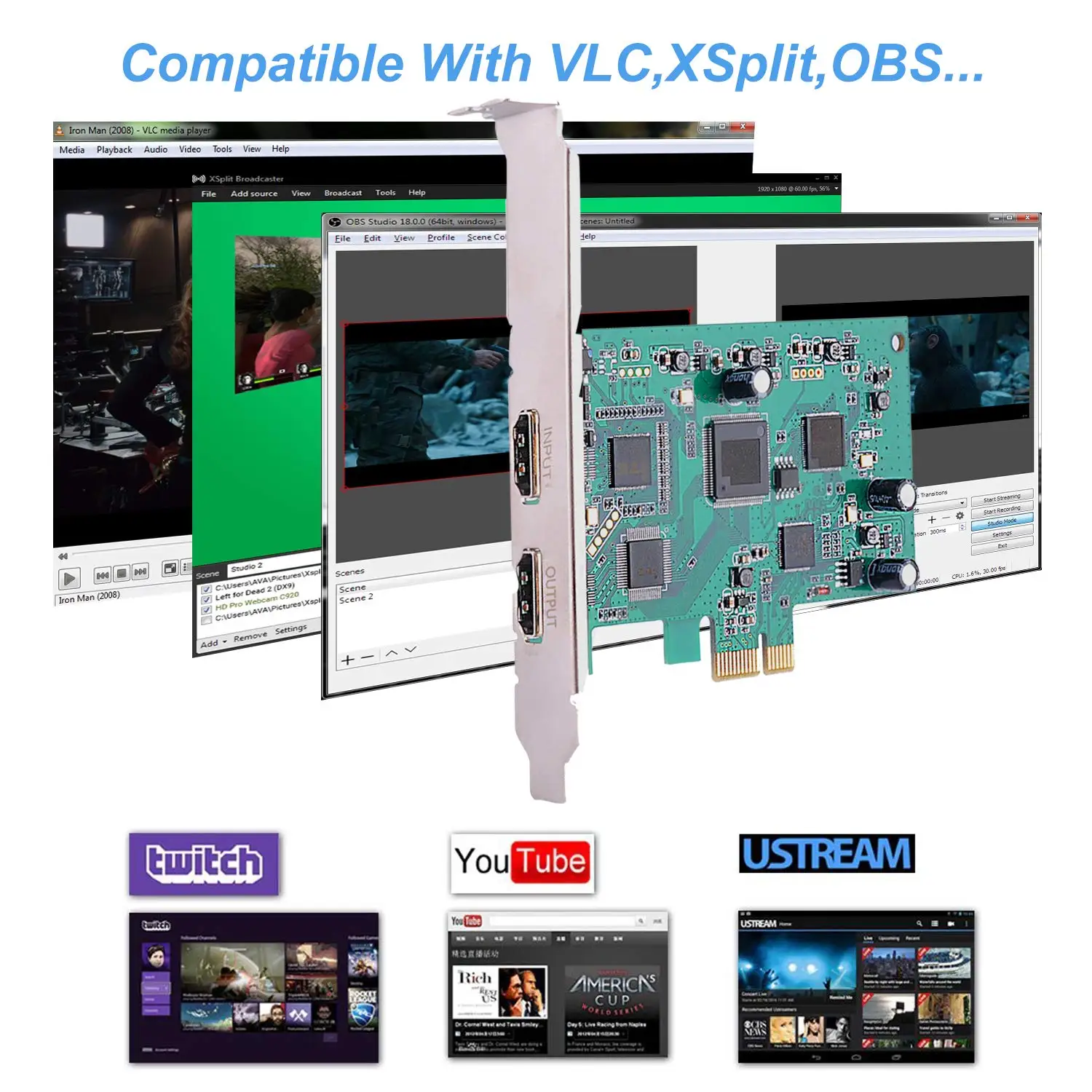 Y& H PCIE Capture Card Live Streaming HD 1080P 60FPS устройство записи видеоигр для PS4 Xbox One wii U nintendo Switch ezcap294