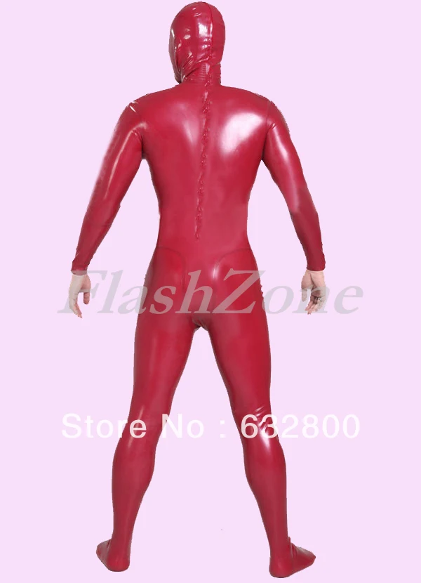 Мужские модные плечевые молнии латексные Боди Колготки с маской и носками |