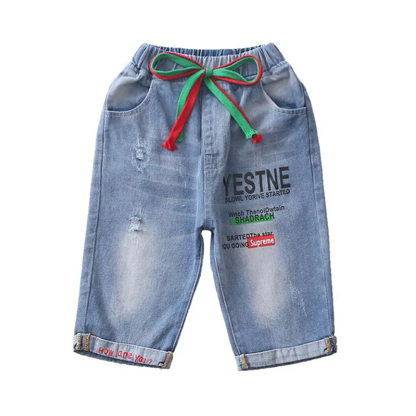 Брюки для девочек От 3 до 13 лет Детские хлопковые джинсовые штаны