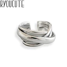 RYOUCUTE Настоящее чистое серебро цвет ювелирные изделия корейские Гладкие большие круглые кольца для женщин Свадебные кольцо с открытым пальцем Anillos Anelli