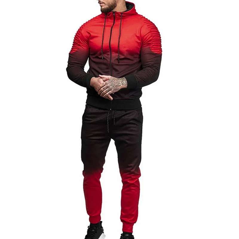 Oeak, повседневный мужской комплект, спортивный костюм, модный, с 3D принтом, с драпировкой, с длинным рукавом, толстовки на молнии, топы и штаны,, осенняя куртка и брюки