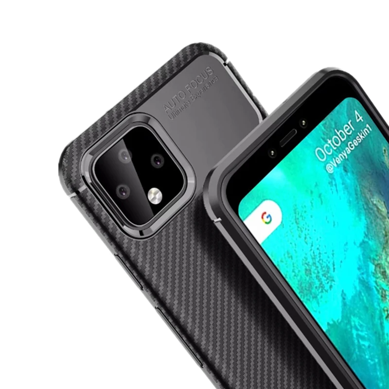 Business Style Case For Gogle Pixel 4 XL 3A Carbon Fiber Pattern Anti-Drop TPU Cover |