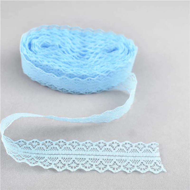 Light blue 5 штук 10 ярдов африканская кружевная ткань ширина ленты 28 мм вышитая чистая кружевная отделка ленты для свадебного украшения кружевная лента - Цвет: Light blue