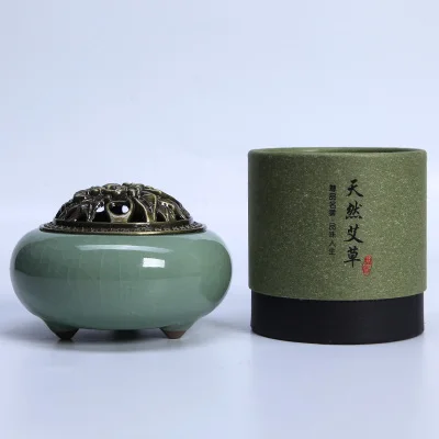 E with sandalwood Держатель для костюма+ горелка+ ладан Longquan Celadon керамическая ладана печь фарфоровая горелка держатель Печи курильница палочки с ладаном катушки - Цвет: E with sandalwood