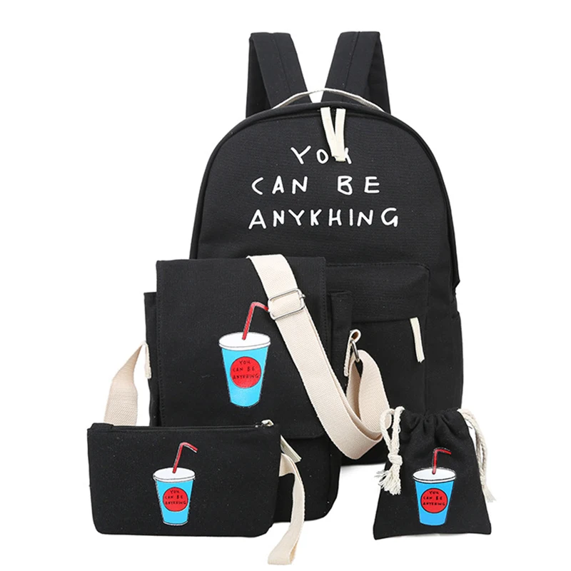 Новый элегантный дизайн 4 шт./компл. Для женщин Печать на холсте Рюкзаки Высокое