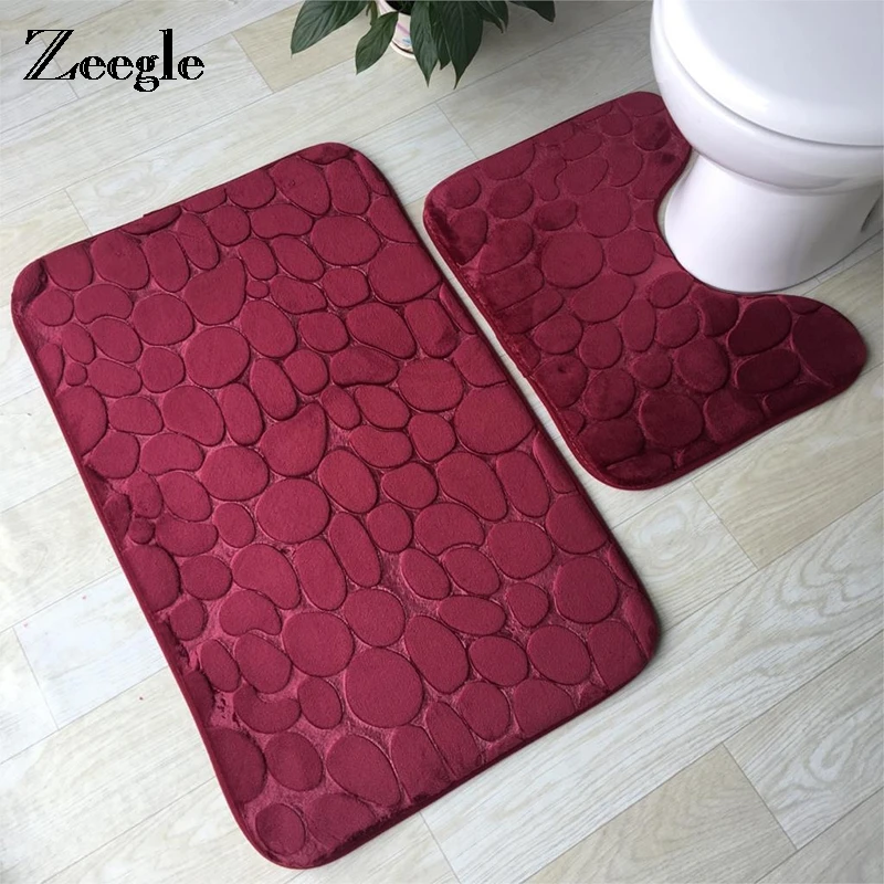 

Zeegle 3D рельефные 2 шт. коврики для ванной набор Противоскользящие коврики для туалета абсорбирующие коврики для душевой комнаты матрицы из п...