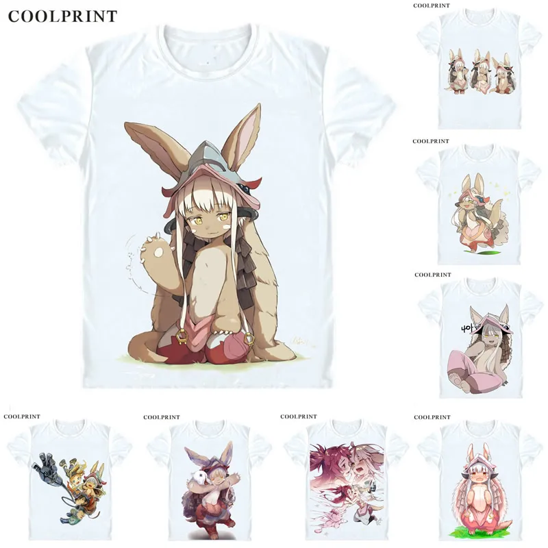 Футболка Coolprint Nanachi в виде кролика сделанная бездне Meido in Abisu мужская повседневная