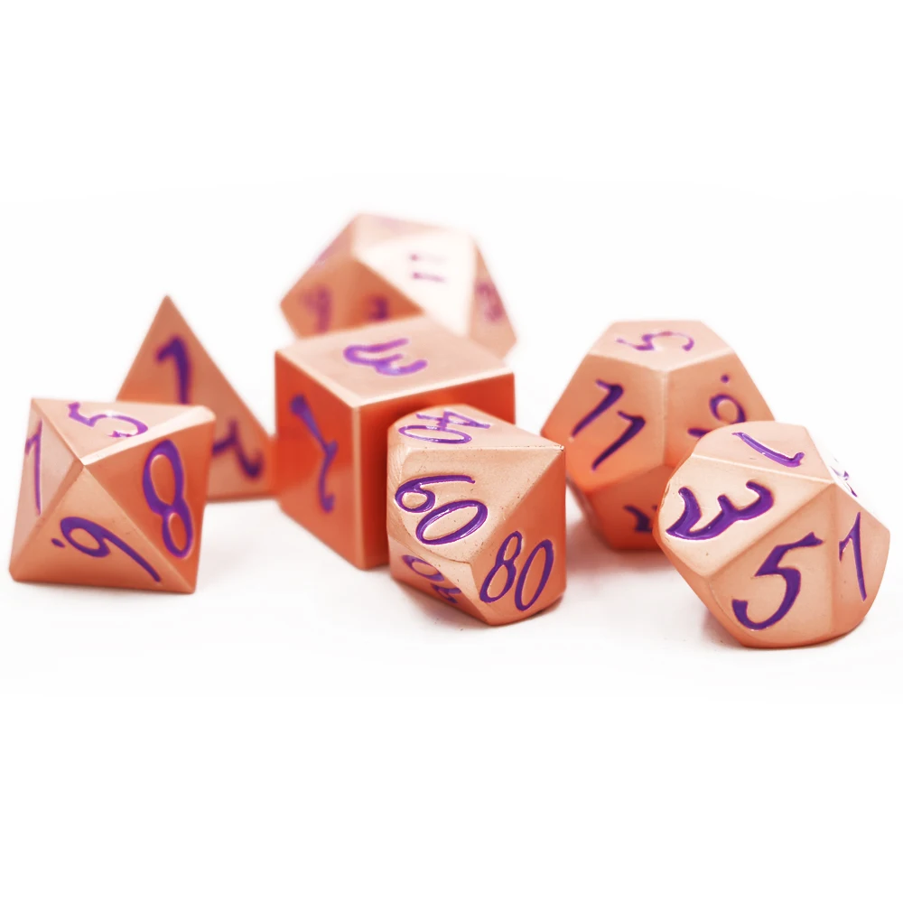 7 шт./набор креативных ролевых игральных костей D& D металлические игральные кости красная медь фиолетовая игра DND многогранные игральные кости
