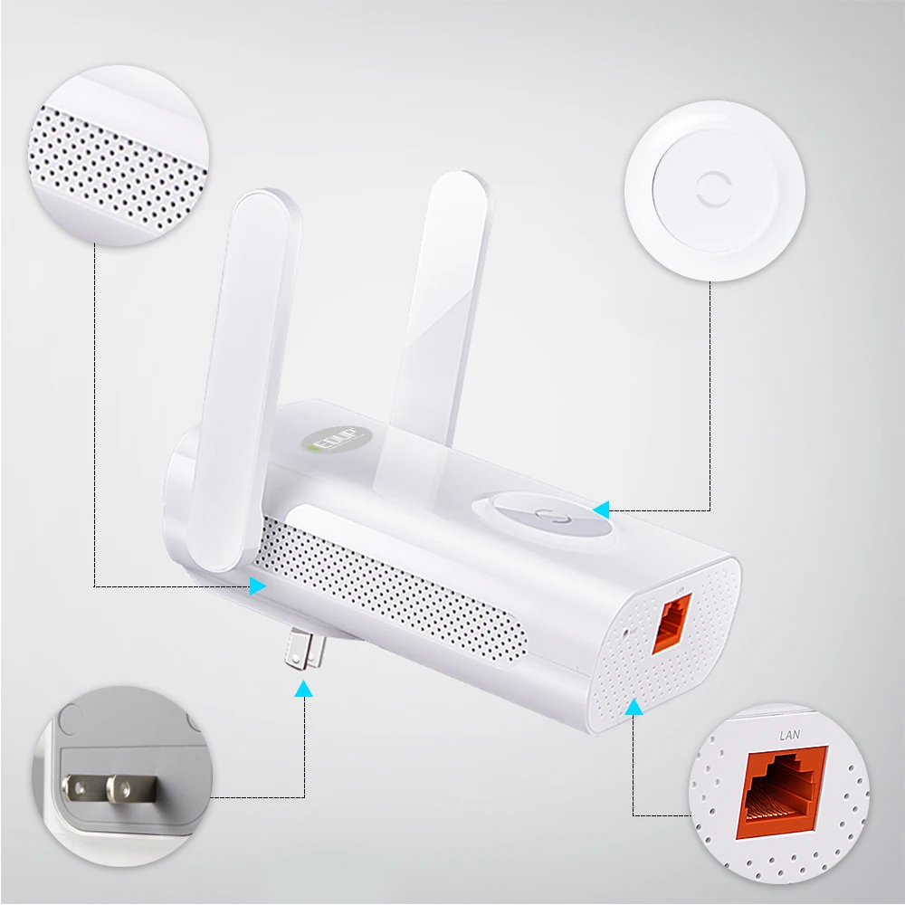 EDUP 1200 Мбит/с Беспроводной Wi Fi Ретранслятор Dual Band 2 4/5 ГГц Range Extender * 4dBI антенны 11AC