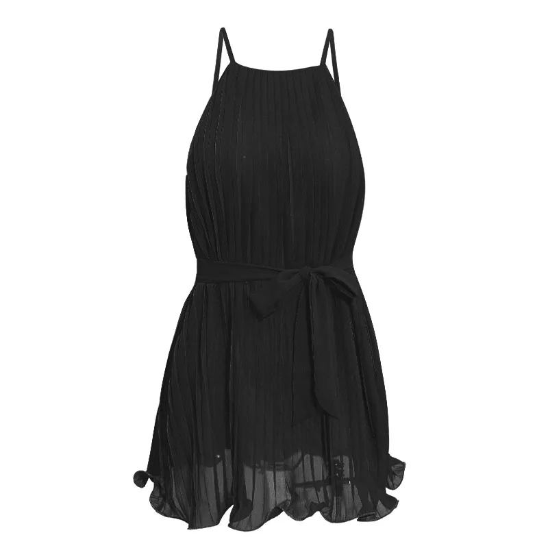 Женский шифоновый топ на бретельках с рюшами и поясом размера плюс уличная мода