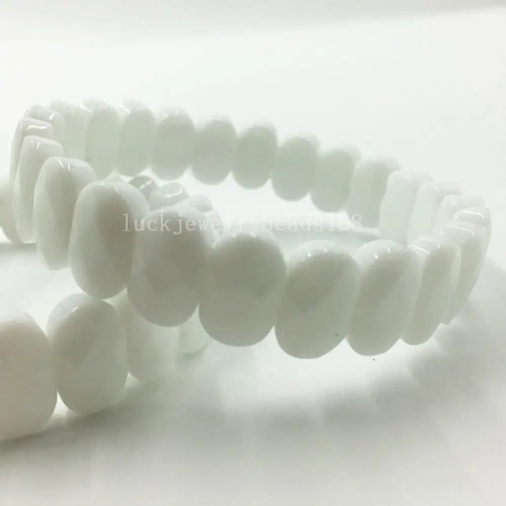 White Jaspe FG8371 Граненый лазурит авантюрин Лабрадорит Опал Кристалл Flourite Jaspe Unakite продолговатые бусины стрейч браслет WFH482 - Окраска металла: White Jaspe FG8371