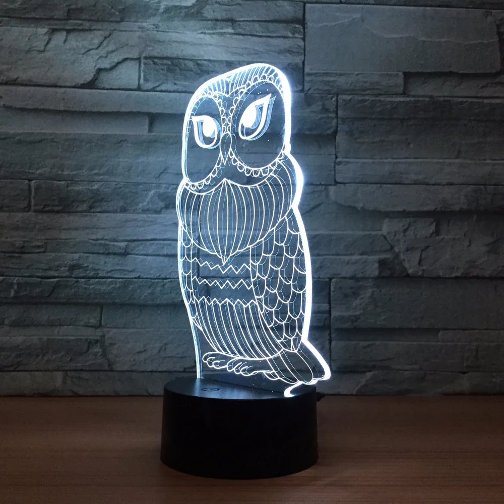 Светодиодная акриловая лампа с совами 3d ночной Светильник внешним аккумулятором