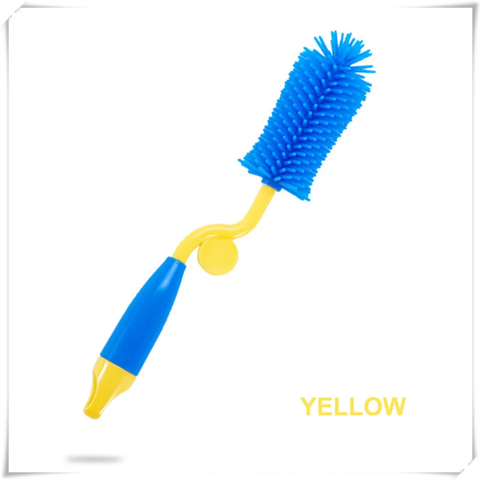 Clean Brush Yellow MSJO щетка для чистки детских бутылочек, силиконовая щетка для мытья стекол, очиститель воды, вращение на 360, для кормления молока, соска, очиститель для бутылочек - Цвет: Clean Brush Yellow