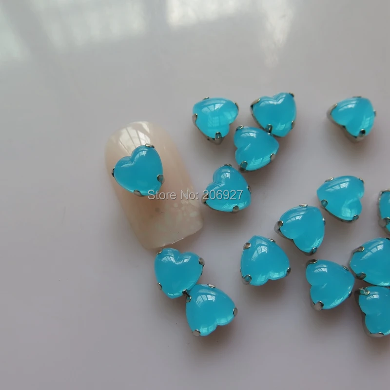 CP 60 5 шт. Симпатичные 8 мм опаловые синие сердца из смолы со стразами с держателем