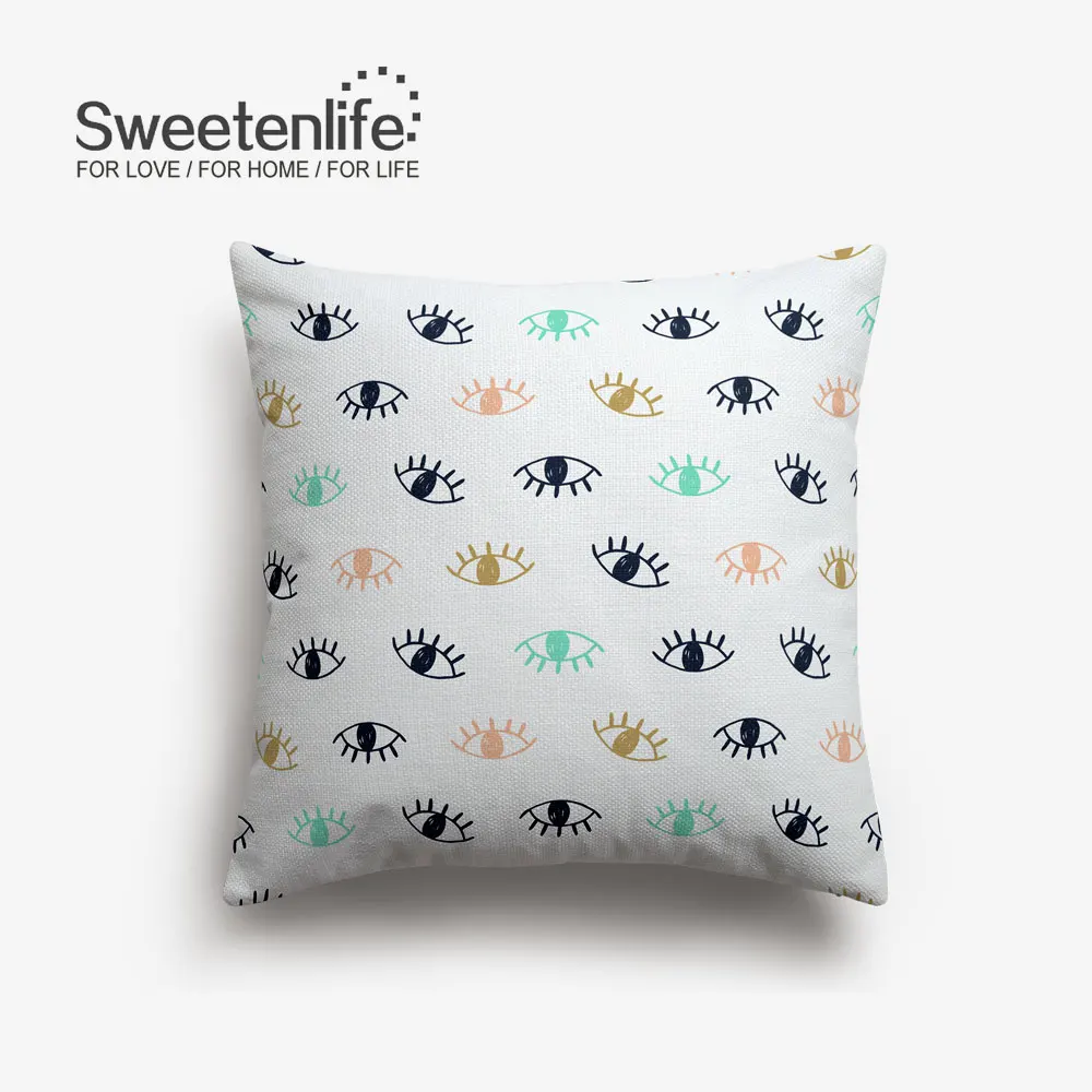 SL0332 Sweetenlife 45x45 см нарисованные вручную глаза модные наволочки стиль наволочки для дома Декор Высокое качество Белый лен подушка для стула - Цвет: SL0332
