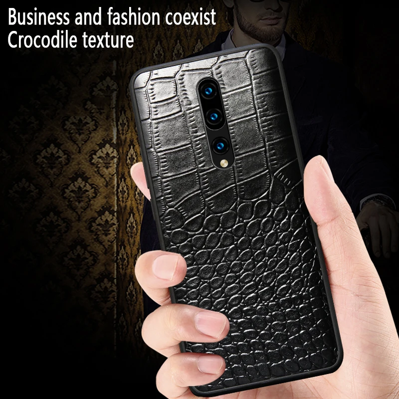 Для Oneplus 7 Pro Чехол для телефона из натуральной кожи с крокодиловым узором все