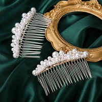 women pearl hair combs wedding hair accessories hair pin rhinestone tiara bridal clips bride barrette hair jewelry headpiece