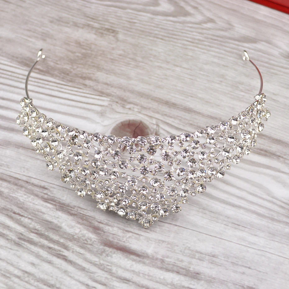 Свадебная фотография Корона треугольной формы Роскошная кристальная Серебряная