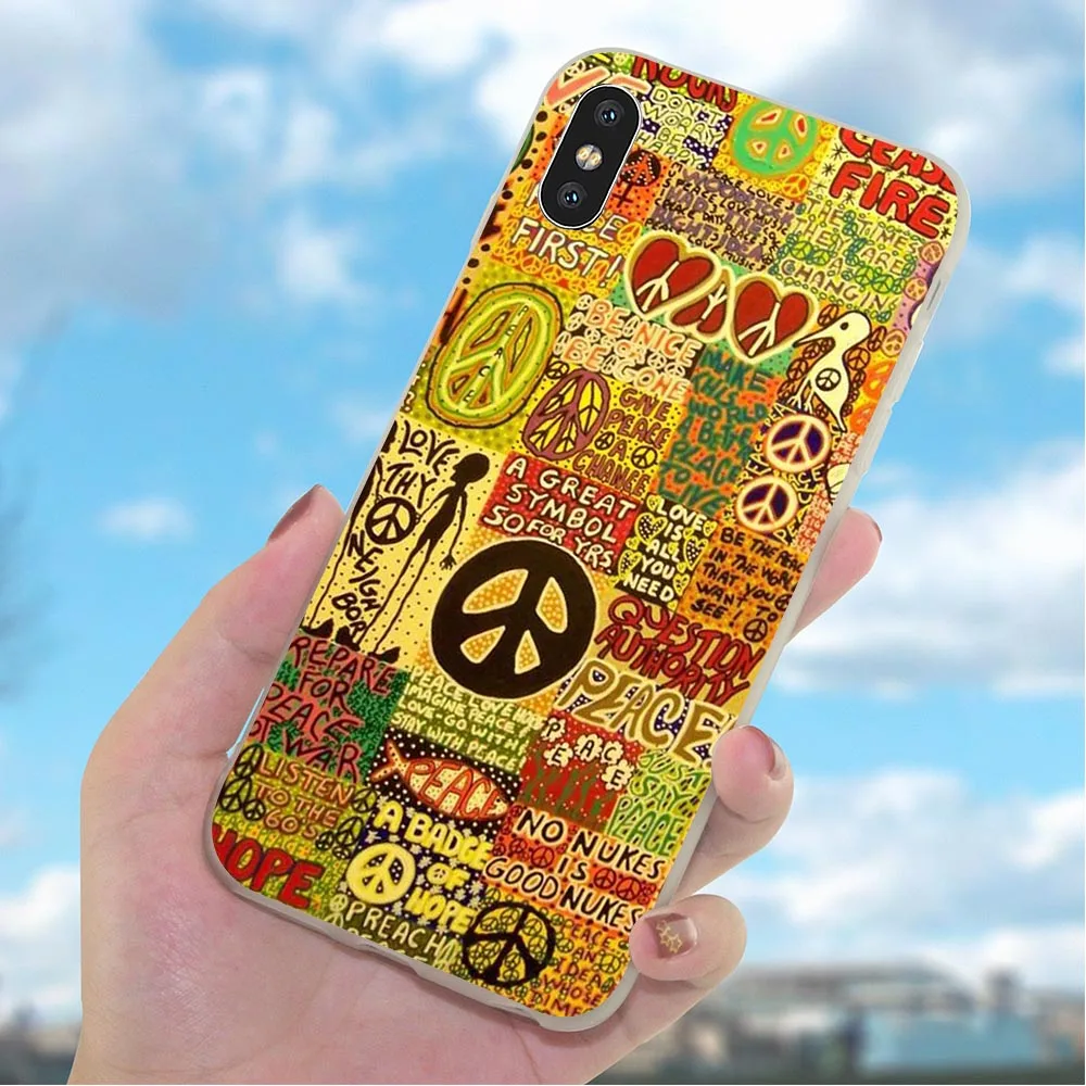 Мягкий ТПУ чехол для телефона iPhone X Hippie Psychedelic 6 6S XR Xs Max 8 Plus 7 5S 5 SE Shell 11 pro|Бамперы| |