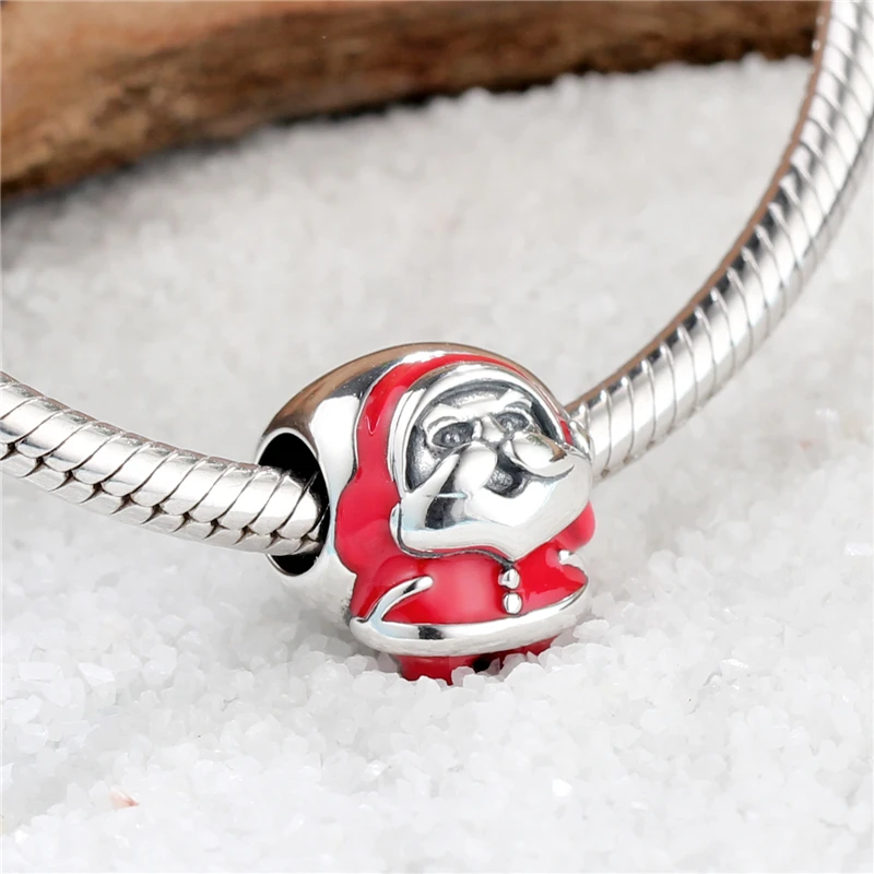 Серебро 925 пробы новейший Санта Клаус Diy ювелирные бусы для женщин Рождественский