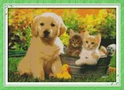 Милый друг собака и кошки печатных холст DMC Счетный крестиком наборы печатных крестиком набор вышивка рукоделие