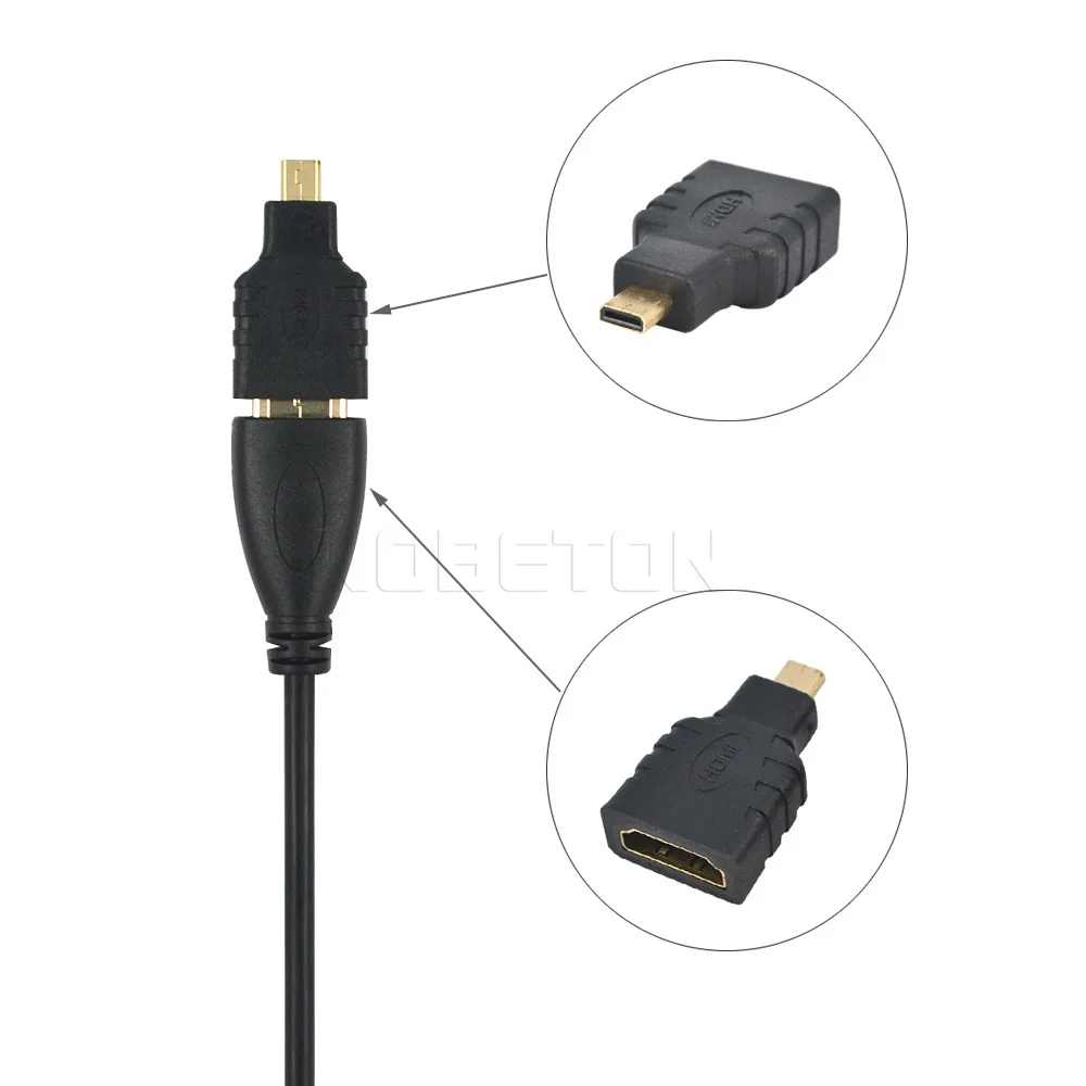 Full HD 3 в 1.4 HDMI совместимый с микро кабелем com' золотистый адаптер для плакировки