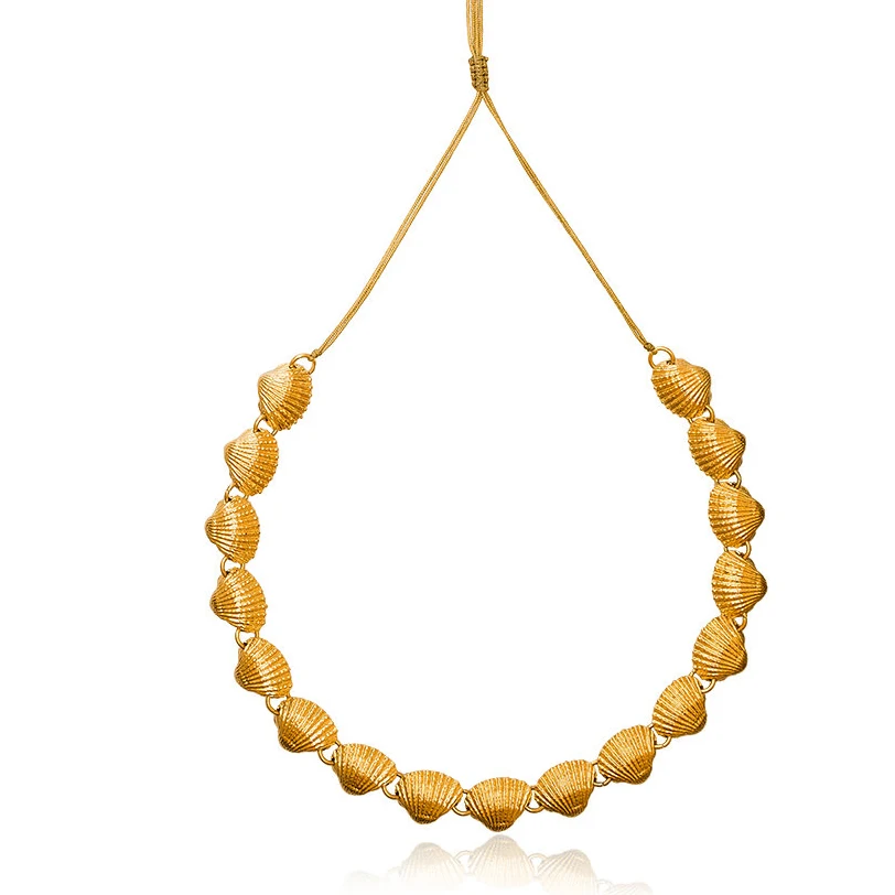 Заявление bijoux femme пляжный Золотой веер гребешок ракушка женское ожерелье бохо