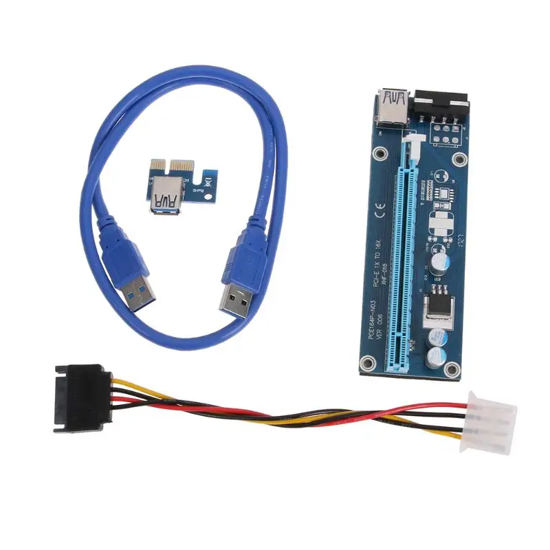 60 см PCI-E PCI Express Riser Card 1X to 16X USB 3,0 удлинитель графическая карта адаптер SATA 15Pin to 4Pin кабель питания для BTC майнинга