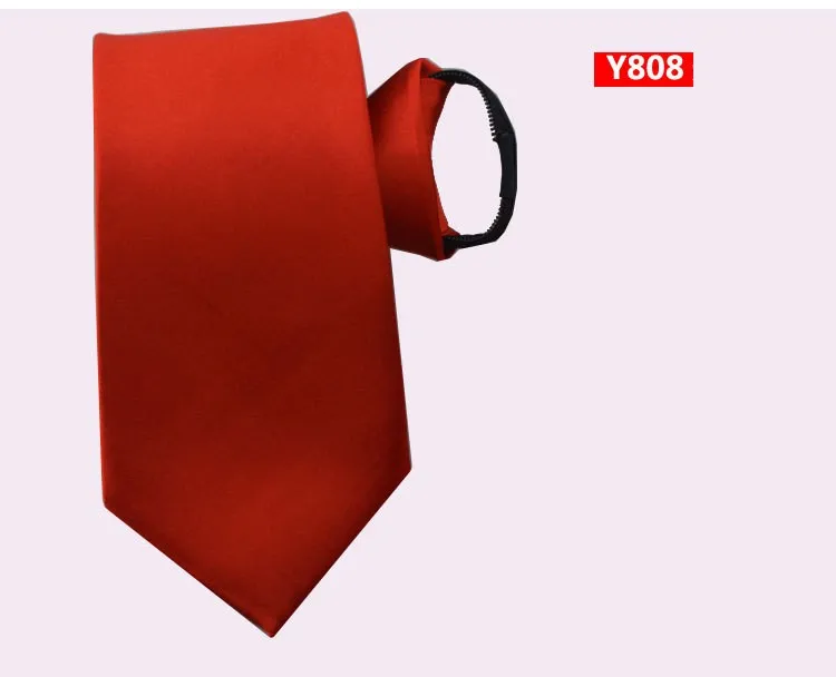 

Custom Logo Men's Necktie 8cm Zipper Tie Adult Business Neckwear Zip Polyester Neck Tie Ascot Solid Red Blue Wedding 10pcs/lot