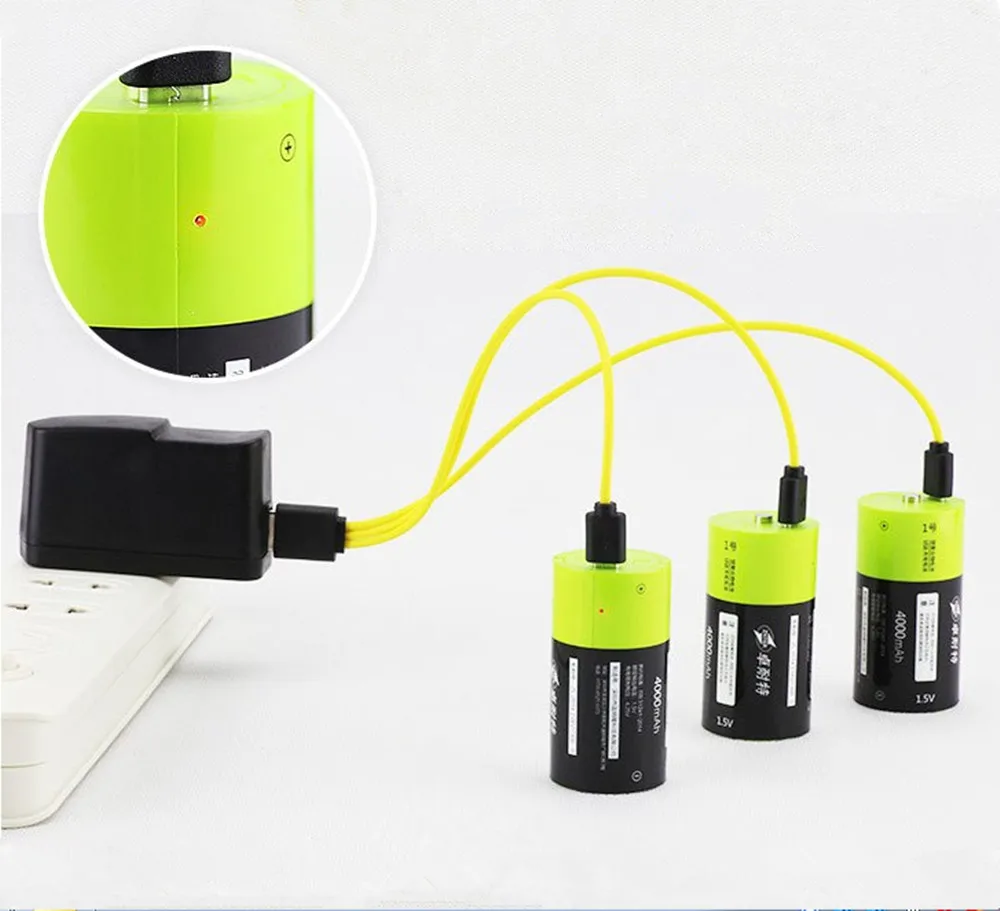 2 шт. горячая Распродажа аккумуляторная батарея ZNTER 1 5 В 4000 мА/ч Micro USB D Lipo LR20 +