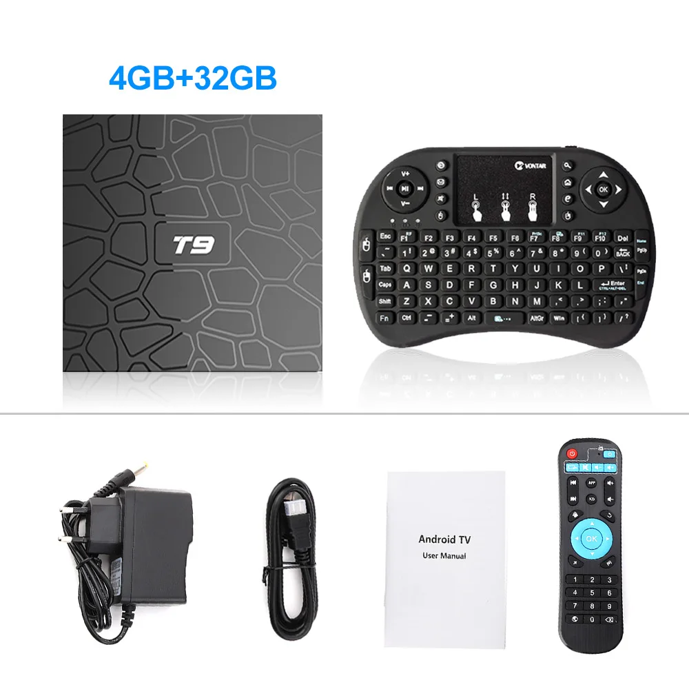 4G32G normal i8 Android 8,1 VONTAR T9 ТВ коробка 4 Гб 64 Гб RK3328 4 ядра USB3.0 H.265 HEVC 1080 p Wi-Fi 5 ГГц BT4.0 Youtube Декодер каналов кабельного телевидения media player - Цвет: 4G32G normal i8