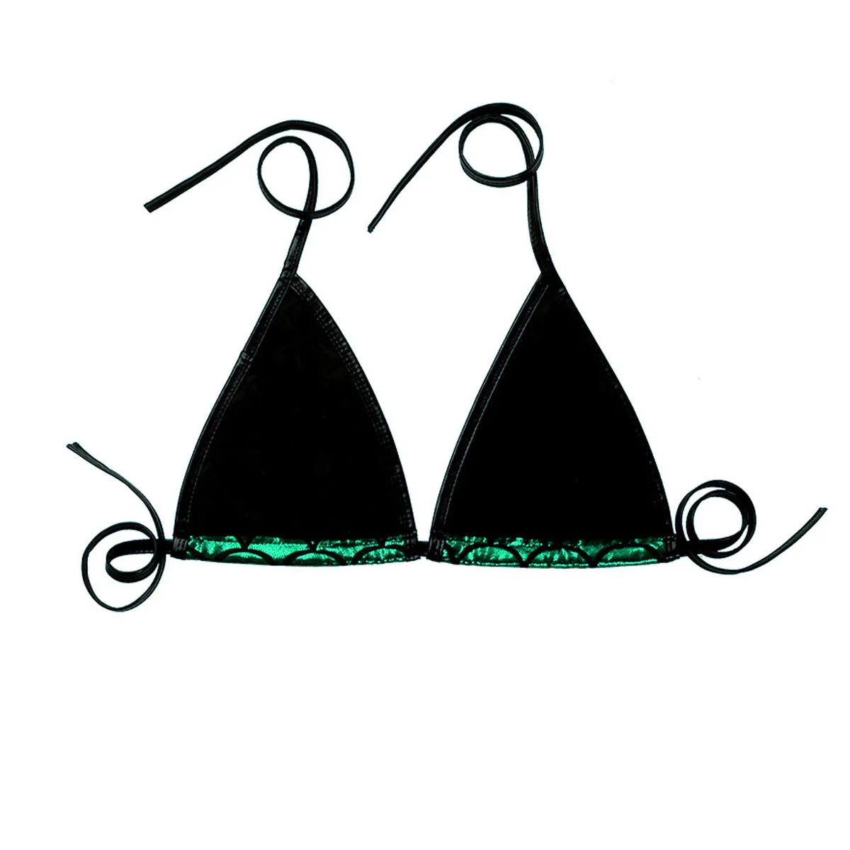 msemis women bikini bra swim metallic mermaid costume fish scale printed halter neck back tie up bikini bralett bra swimsuit top free global shipping