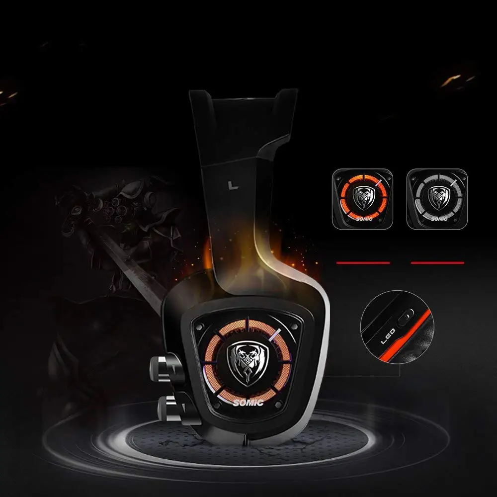 SOMIC USB разъем виртуальный Urage Soundz 7 1 Surround Sound Gaming Headset для ПК PS4 с вибрацией бас