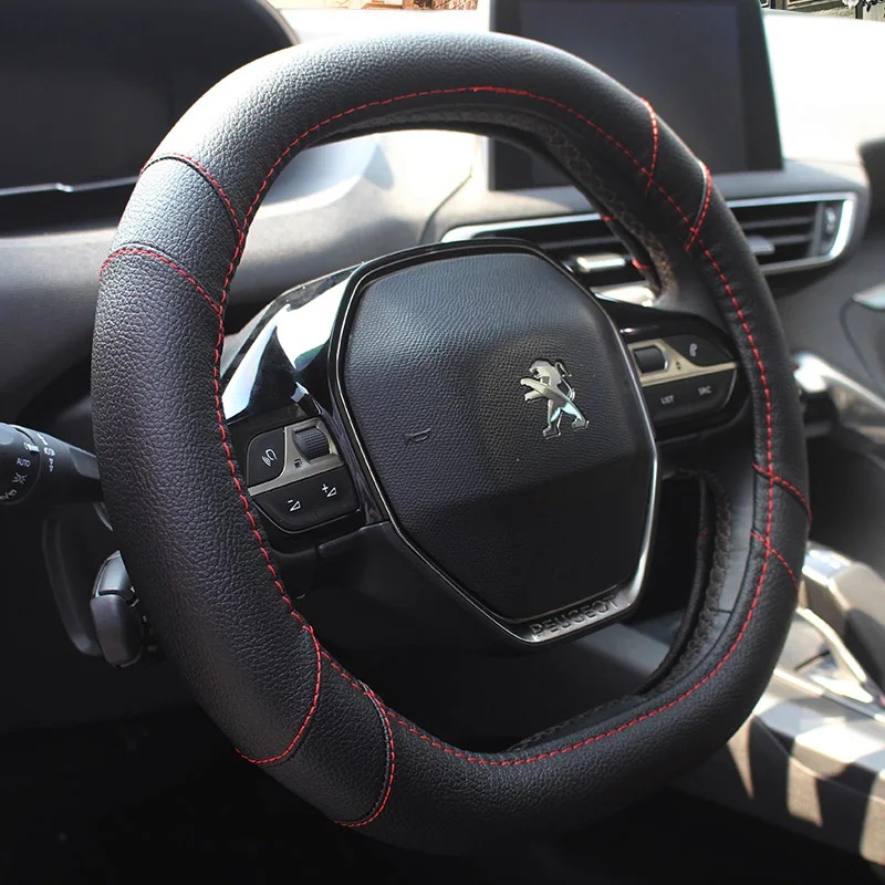 DERMAY чехол рулевого колеса автомобиля микро волокна кожи индивидуальные для peugeot 4008 peugeot 5008 5 цветов Высокое качество - Название цвета: Черный