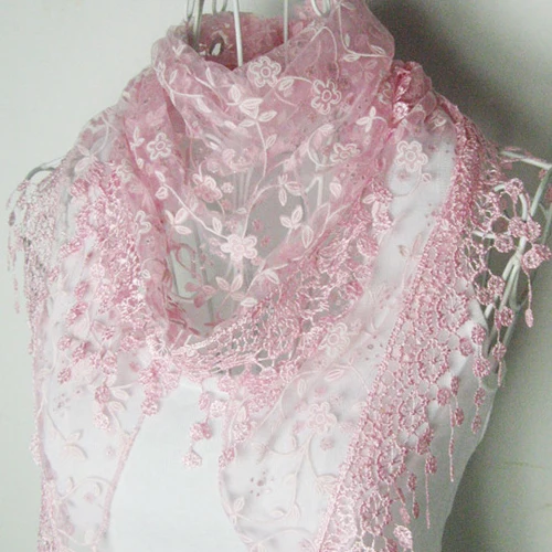 Новинка кружевной треугольный женский шарф с бахромой и розами летние шарфы