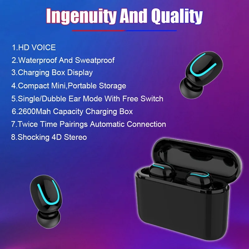 WHaY наушники вкладыши TWS с 5 0 Bluetooth Беспроводной стерео гарнитура микрофоном