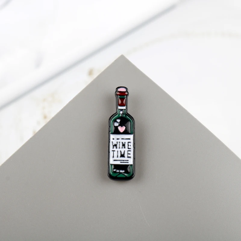 Wine Time Mini Cute Pins Red Bottle Cup Brooches Enamel Pin Badge Cartoon Jewelry Bag Clothes For Lovers Best Friend | Украшения и