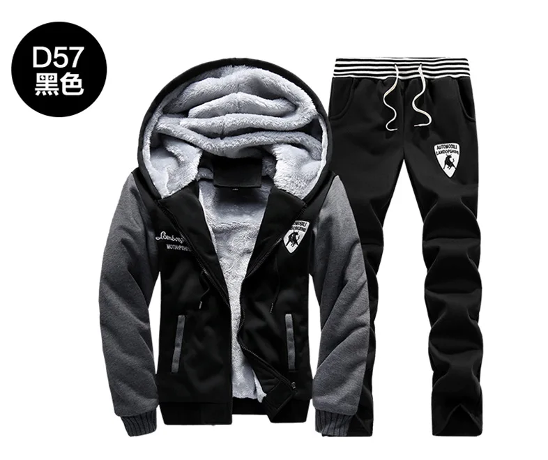 

Rlyaeiz Men Two Piece Set 2017 Casual Sporting Suits Mens Sportswear Autumn Winter Printed Zipper Hooded Hoodie + Pants Sets 5XL