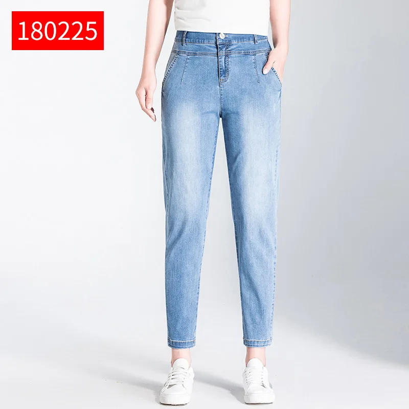 2018 Лето середины талии лодыжки длина трения белый свет цветные тонкие джинсовые