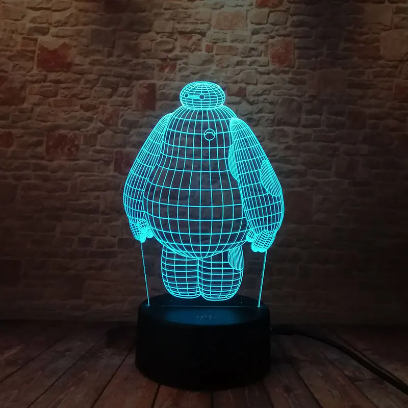Светящийся робот Baymax модель 3D светодиодный ночной люминесцентный цветной